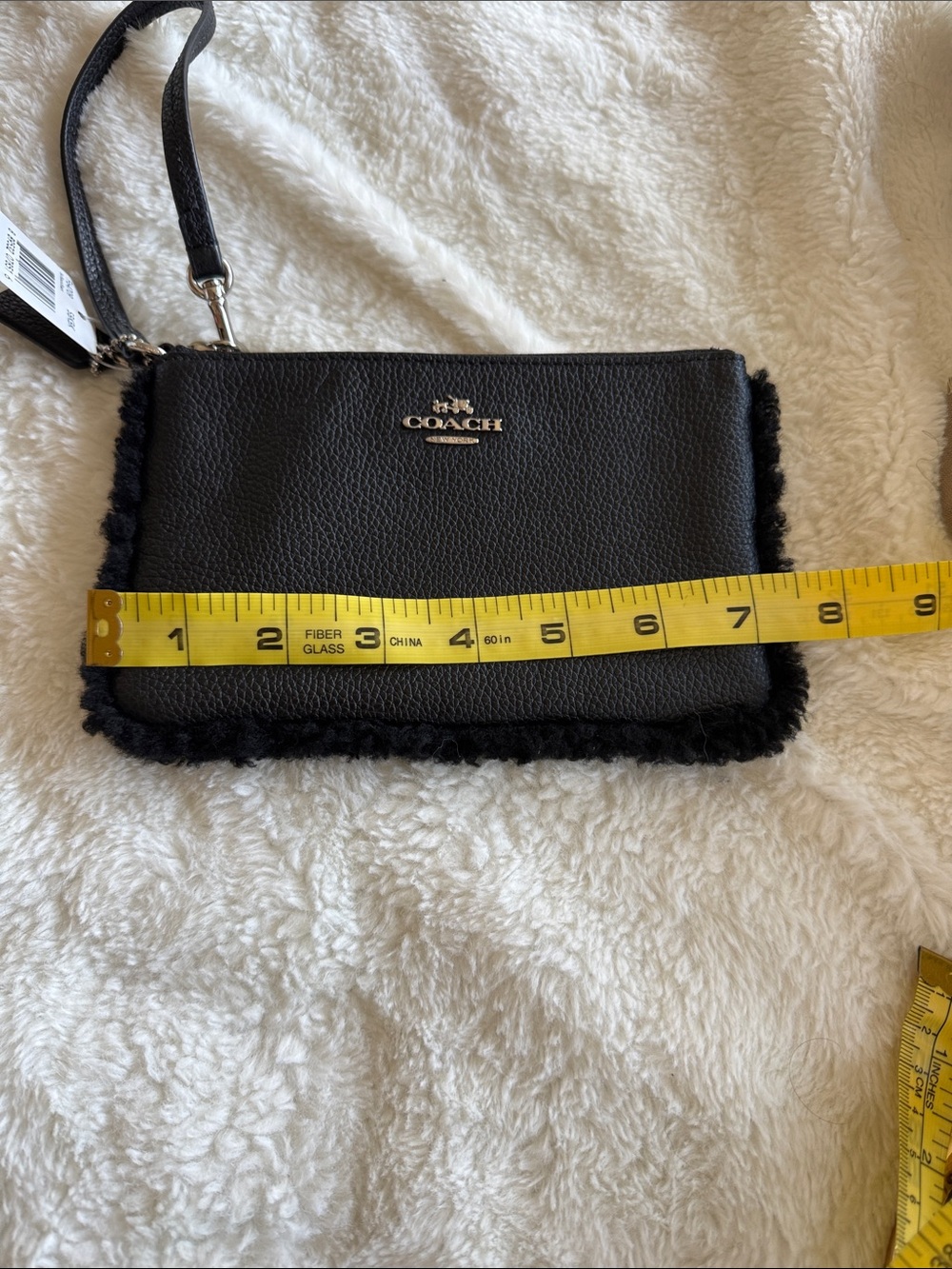 Coach Black Leather Wristlet with Shearling Trim - Picture 5 of 6